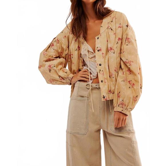 NEW FREE PEOPLE rory bomber jacket in warm combo - Picture 4 of 4